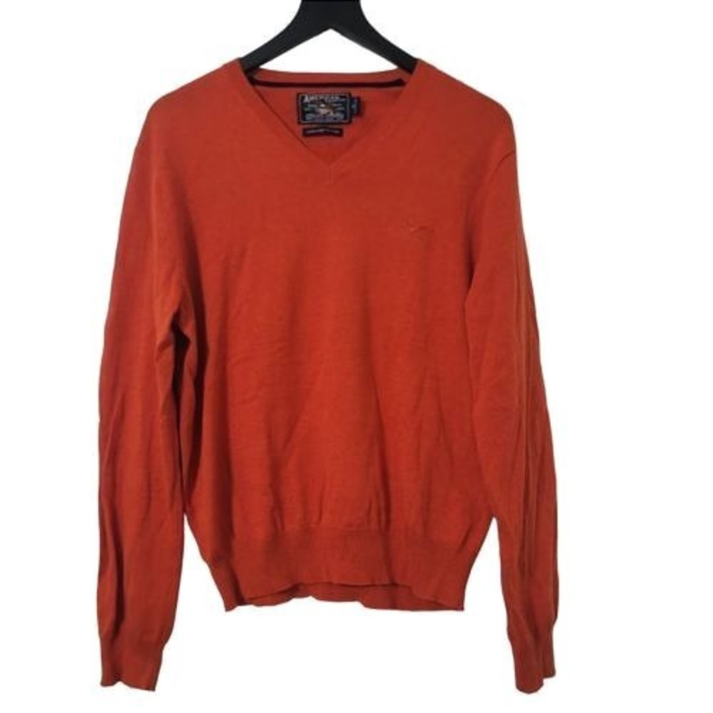 American Living‎ Sweater Orange V-Neck Pullover Classic Academia Preppy M